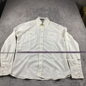 Lavana USA Dress Shirt Snap Buttons Mens XL Ivory Off White Long‎ Sleeve